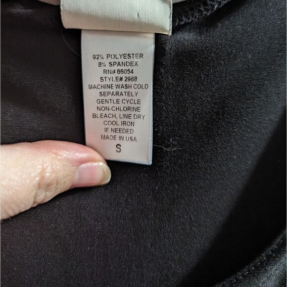 Antthony Black stretch asymmetrical bell sleeve tunic top shirt blouse S - Picture 5 of 5